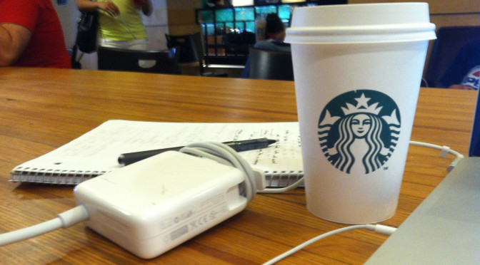 Starbucks coffee and laptop